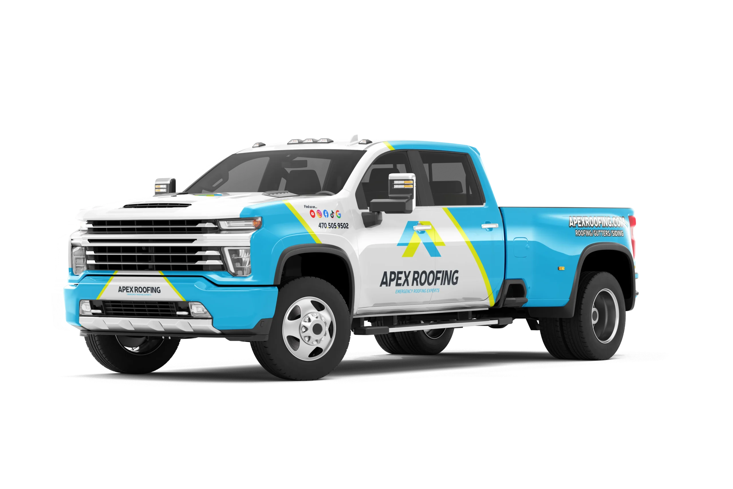 Apex Roofing vehicle wrap design by SPO Creative, Atlanta brand identity studio